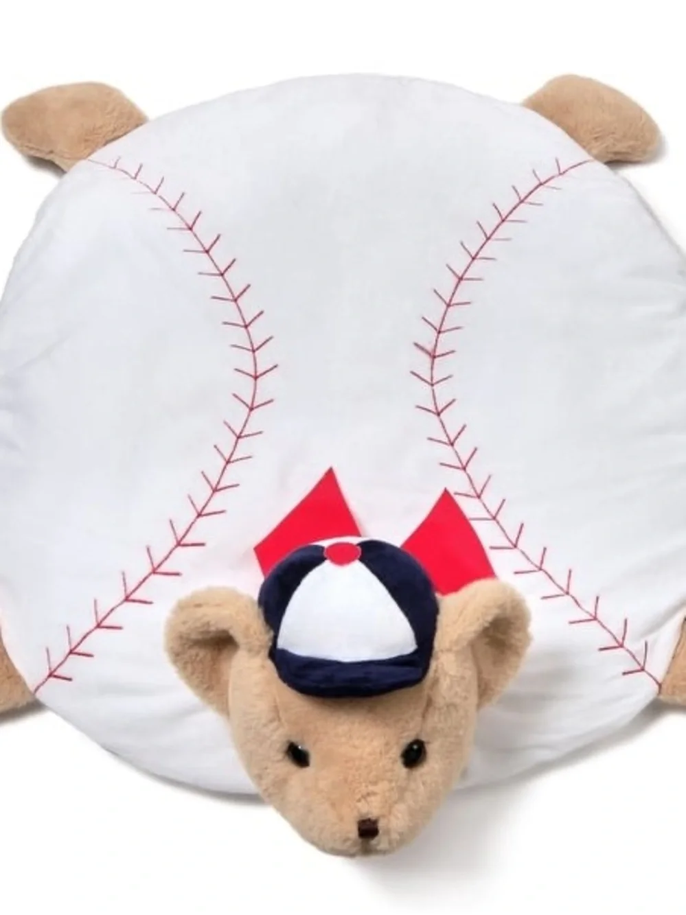 Plush Baseball Bear Kids Floor Pillow - White & Navy